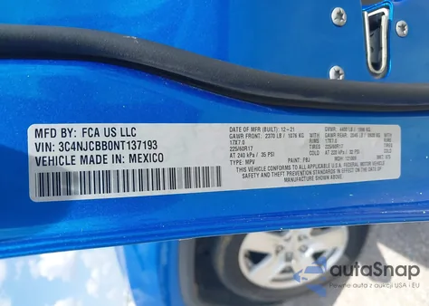 2022 Jeep Compass Latitude из США, поврежденный, VIN 3C4NJCBB0NT137193